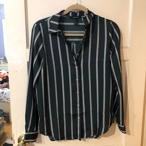 Forever 21 striped satin button down - Picture 1 of 4